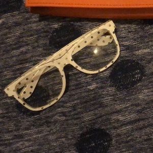 White Polka Dot Glasses Frames W Lenses Nerd Chic
